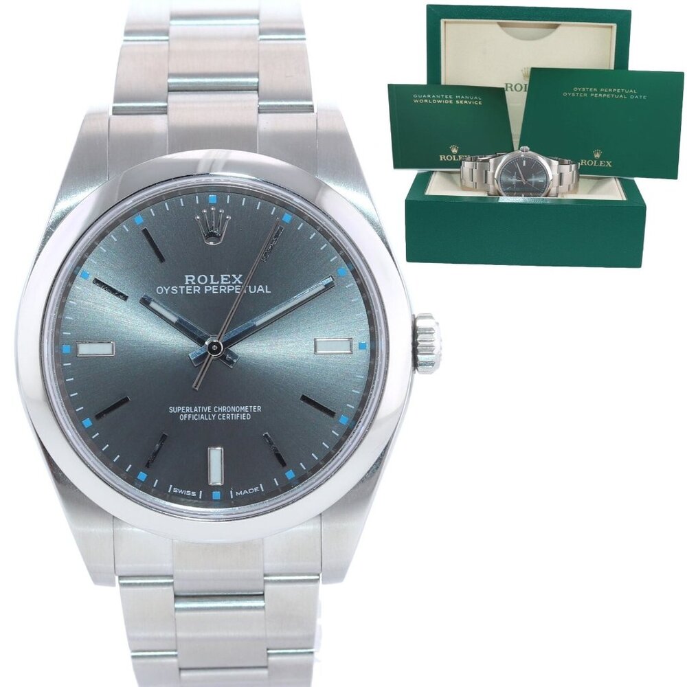 MINT! Rolex 39mm Men's Grey Dial Watch With box and cards!